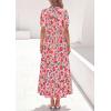 imagePRETTYGARDEN Womens Summer Maxi Dresses Boho Floral Short Sleeve V Neck Casual Wedding Guest 2026 Beach Vacation OutfitsFloral Orange Pink Red