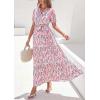 imagePRETTYGARDEN Womens Summer Maxi Dresses Boho Floral Short Sleeve V Neck Casual Wedding Guest 2026 Beach Vacation OutfitsFloral Pink Multicolored