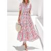imagePRETTYGARDEN Womens Summer Maxi Dresses Boho Floral Short Sleeve V Neck Casual Wedding Guest 2026 Beach Vacation OutfitsFloral Pink Multicolored