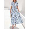 imagePRETTYGARDEN Womens Summer Maxi Dresses Boho Floral Short Sleeve V Neck Casual Wedding Guest 2026 Beach Vacation OutfitsFloral White Blue
