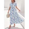 imagePRETTYGARDEN Womens Summer Maxi Dresses Boho Floral Short Sleeve V Neck Casual Wedding Guest 2026 Beach Vacation OutfitsFloral White Blue