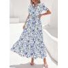 imagePRETTYGARDEN Womens Summer Maxi Dresses Boho Floral Short Sleeve V Neck Casual Wedding Guest 2026 Beach Vacation OutfitsFloral White Blue