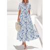 imagePRETTYGARDEN Womens Summer Maxi Dresses Boho Floral Short Sleeve V Neck Casual Wedding Guest 2026 Beach Vacation OutfitsFloral White Blue