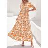 imagePRETTYGARDEN Womens Summer Maxi Dresses Boho Floral Short Sleeve V Neck Casual Wedding Guest 2026 Beach Vacation OutfitsFloral White Orange