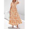 imagePRETTYGARDEN Womens Summer Maxi Dresses Boho Floral Short Sleeve V Neck Casual Wedding Guest 2026 Beach Vacation OutfitsFloral White Orange