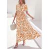 imagePRETTYGARDEN Womens Summer Maxi Dresses Boho Floral Short Sleeve V Neck Casual Wedding Guest 2026 Beach Vacation OutfitsFloral White Orange
