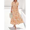 imagePRETTYGARDEN Womens Summer Maxi Dresses Boho Floral Short Sleeve V Neck Casual Wedding Guest 2026 Beach Vacation OutfitsFloral White Orange