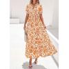 imagePRETTYGARDEN Womens Summer Maxi Dresses Boho Floral Short Sleeve V Neck Casual Wedding Guest 2026 Beach Vacation OutfitsFloral White Orange
