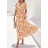 imagePRETTYGARDEN Womens Summer Maxi Dresses Boho Floral Short Sleeve V Neck Casual Wedding Guest 2026 Beach Vacation OutfitsFloral White Orange