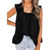 imagePRETTYGARDEN Boho Floral Tank Tops for Women Shirred Straps Pleated Summer Casual Sleeveless Shirts Tops Beach BlousesXblack