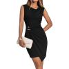 imagePRETTYGARDEN Cocktail Dresses for Women Wedding Guest Summer 2026 Spring Short Formal Ruched Bodycon Mini Cowl Neck DressBlack
