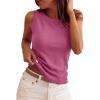 imagePRETTYGARDEN Sleeveless Sweater Tops for Women 2026 Summer Dressy Ribbed Tank Tops Spring Business Casual Work Shirts BlousesRose Pink