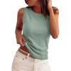 imagePRETTYGARDEN Sleeveless Sweater Tops for Women 2026 Summer Dressy Ribbed Tank Tops Spring Business Casual Work Shirts BlousesSage Green