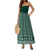 imagePRETTYGARDEN Summer Dresses for Women 2026 Floral Patchwork Strapless Tube Long Flowy Dress Beach Vacation ClothesFloral Green White