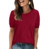 imagePRETTYGARDEN Womens 2026 Spring Short Sleeve Sweater Knit Going Out Tops Work Shirts Trendy Summer Business Casual OutfitsRed