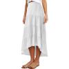imagePRETTYGARDEN Womens Ditzy Floral Print Midi Skirt Boho Elastic High Waist Long Skirts for Women Trendy High Low HemSwhite