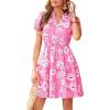 imagePRETTYGARDEN Womens Summer Floral Mini Dress 2026 Trendy Ruffle Short Sleeve V Neck Flowy A Line Short Beach DressesPink Floral