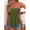 imagePRETTYGARDEN Peplum Tube Tops for Women Trendy Summer Going Out 2026 Spring Strapless Bandeau Smocked Flowy Babydoll ShirtsArmy Green