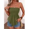 imagePRETTYGARDEN Peplum Tube Tops for Women Trendy Summer Going Out 2026 Spring Strapless Bandeau Smocked Flowy Babydoll ShirtsArmy Green