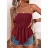 imagePRETTYGARDEN Peplum Tube Tops for Women Trendy Summer Going Out 2026 Spring Strapless Bandeau Smocked Flowy Babydoll ShirtsBurgundy