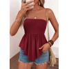 imagePRETTYGARDEN Peplum Tube Tops for Women Trendy Summer Going Out 2026 Spring Strapless Bandeau Smocked Flowy Babydoll ShirtsBurgundy