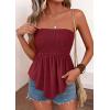 imagePRETTYGARDEN Peplum Tube Tops for Women Trendy Summer Going Out 2026 Spring Strapless Bandeau Smocked Flowy Babydoll ShirtsBurgundy