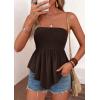 imagePRETTYGARDEN Peplum Tube Tops for Women Trendy Summer Going Out 2026 Spring Strapless Bandeau Smocked Flowy Babydoll ShirtsDark Brown