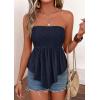 imagePRETTYGARDEN Peplum Tube Tops for Women Trendy Summer Going Out 2026 Spring Strapless Bandeau Smocked Flowy Babydoll ShirtsDark Royal Blue