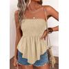 imagePRETTYGARDEN Peplum Tube Tops for Women Trendy Summer Going Out 2026 Spring Strapless Bandeau Smocked Flowy Babydoll ShirtsLight Khaki