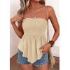 imagePRETTYGARDEN Peplum Tube Tops for Women Trendy Summer Going Out 2026 Spring Strapless Bandeau Smocked Flowy Babydoll ShirtsLight Khaki