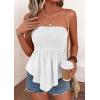 imagePRETTYGARDEN Peplum Tube Tops for Women Trendy Summer Going Out 2026 Spring Strapless Bandeau Smocked Flowy Babydoll ShirtsWhite