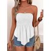 imagePRETTYGARDEN Peplum Tube Tops for Women Trendy Summer Going Out 2026 Spring Strapless Bandeau Smocked Flowy Babydoll ShirtsWhite