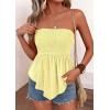 imagePRETTYGARDEN Peplum Tube Tops for Women Trendy Summer Going Out 2026 Spring Strapless Bandeau Smocked Flowy Babydoll ShirtsYellow