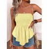 imagePRETTYGARDEN Peplum Tube Tops for Women Trendy Summer Going Out 2026 Spring Strapless Bandeau Smocked Flowy Babydoll ShirtsYellow