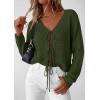 imagePRETTYGARDEN Womens Tie Front Cardigan 2026 Summer Boho Crochet Knit Cover Up Beach Vacation Hollow Out Lightweight TopsArmy Green