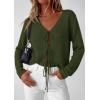 imagePRETTYGARDEN Womens Tie Front Cardigan 2026 Summer Boho Crochet Knit Cover Up Beach Vacation Hollow Out Lightweight TopsArmy Green