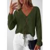 imagePRETTYGARDEN Womens Tie Front Cardigan 2026 Summer Boho Crochet Knit Cover Up Beach Vacation Hollow Out Lightweight TopsArmy Green