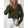 imagePRETTYGARDEN Womens Tie Front Cardigan 2026 Summer Boho Crochet Knit Cover Up Beach Vacation Hollow Out Lightweight TopsArmy Green
