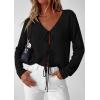 imagePRETTYGARDEN Womens Tie Front Cardigan 2026 Summer Boho Crochet Knit Cover Up Beach Vacation Hollow Out Lightweight TopsBlack