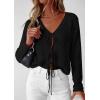 imagePRETTYGARDEN Womens Tie Front Cardigan 2026 Summer Boho Crochet Knit Cover Up Beach Vacation Hollow Out Lightweight TopsBlack