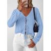 imagePRETTYGARDEN Womens Tie Front Cardigan 2026 Summer Boho Crochet Knit Cover Up Beach Vacation Hollow Out Lightweight TopsLight Blue