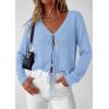 imagePRETTYGARDEN Womens Tie Front Cardigan 2026 Summer Boho Crochet Knit Cover Up Beach Vacation Hollow Out Lightweight TopsLight Blue