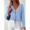 imagePRETTYGARDEN Womens Tie Front Cardigan 2026 Summer Boho Crochet Knit Cover Up Beach Vacation Hollow Out Lightweight TopsLight Blue