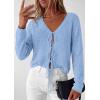 imagePRETTYGARDEN Womens Tie Front Cardigan 2026 Summer Boho Crochet Knit Cover Up Beach Vacation Hollow Out Lightweight TopsLight Blue