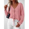 imagePRETTYGARDEN Womens Tie Front Cardigan 2026 Summer Boho Crochet Knit Cover Up Beach Vacation Hollow Out Lightweight TopsPink