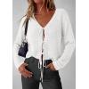 imagePRETTYGARDEN Womens Tie Front Cardigan 2026 Summer Boho Crochet Knit Cover Up Beach Vacation Hollow Out Lightweight TopsWhite