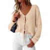 imagePRETTYGARDEN Womens Tie Front Cardigan 2026 Summer Boho Crochet Knit Cover Up Beach Vacation Hollow Out Lightweight TopsBeige