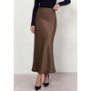 image:imagePRETTYGARDEN Womens 2026 Fall Fashion Maxi Long Skirts Trendy Silk Satin High Waisted A Line Mermaid Business Casual OutfitsBrown