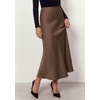 image:imagePRETTYGARDEN Womens 2026 Fall Fashion Maxi Long Skirts Trendy Silk Satin High Waisted A Line Mermaid Business Casual OutfitsBrown