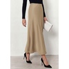 image:imagePRETTYGARDEN Womens 2026 Fall Fashion Maxi Long Skirts Trendy Silk Satin High Waisted A Line Mermaid Business Casual OutfitsKhaki